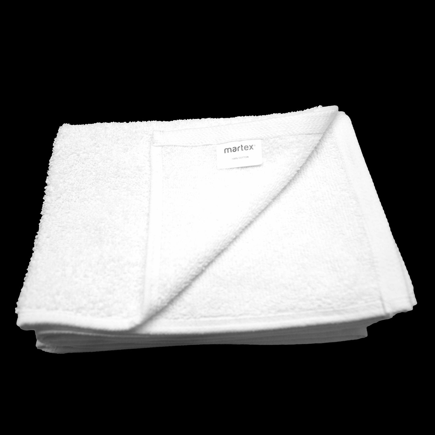 white hemmed fingertip towel