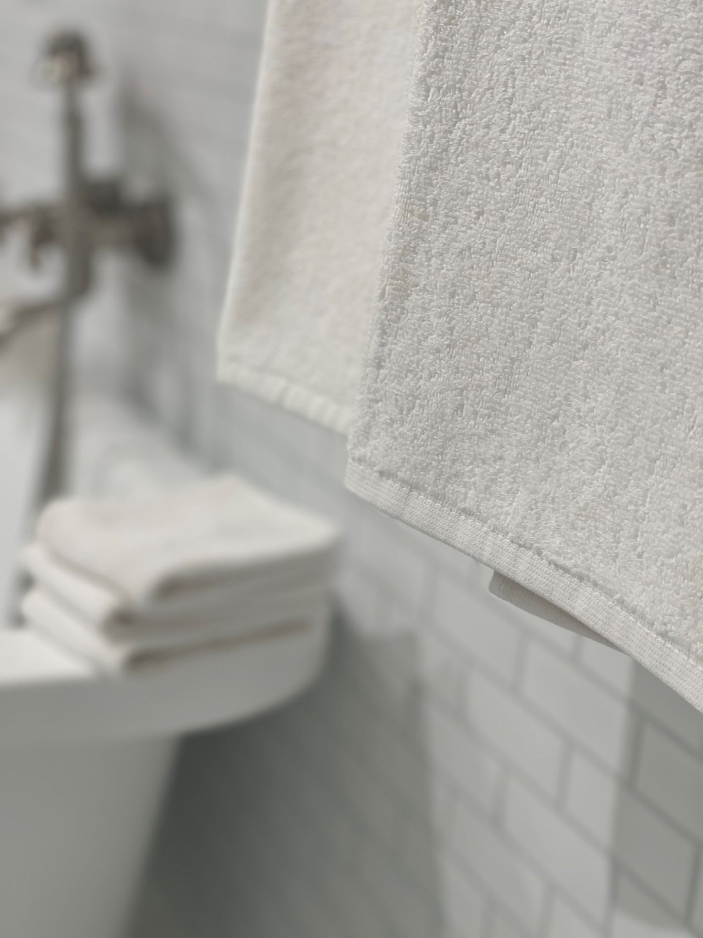 white towels close up in a bathroom
