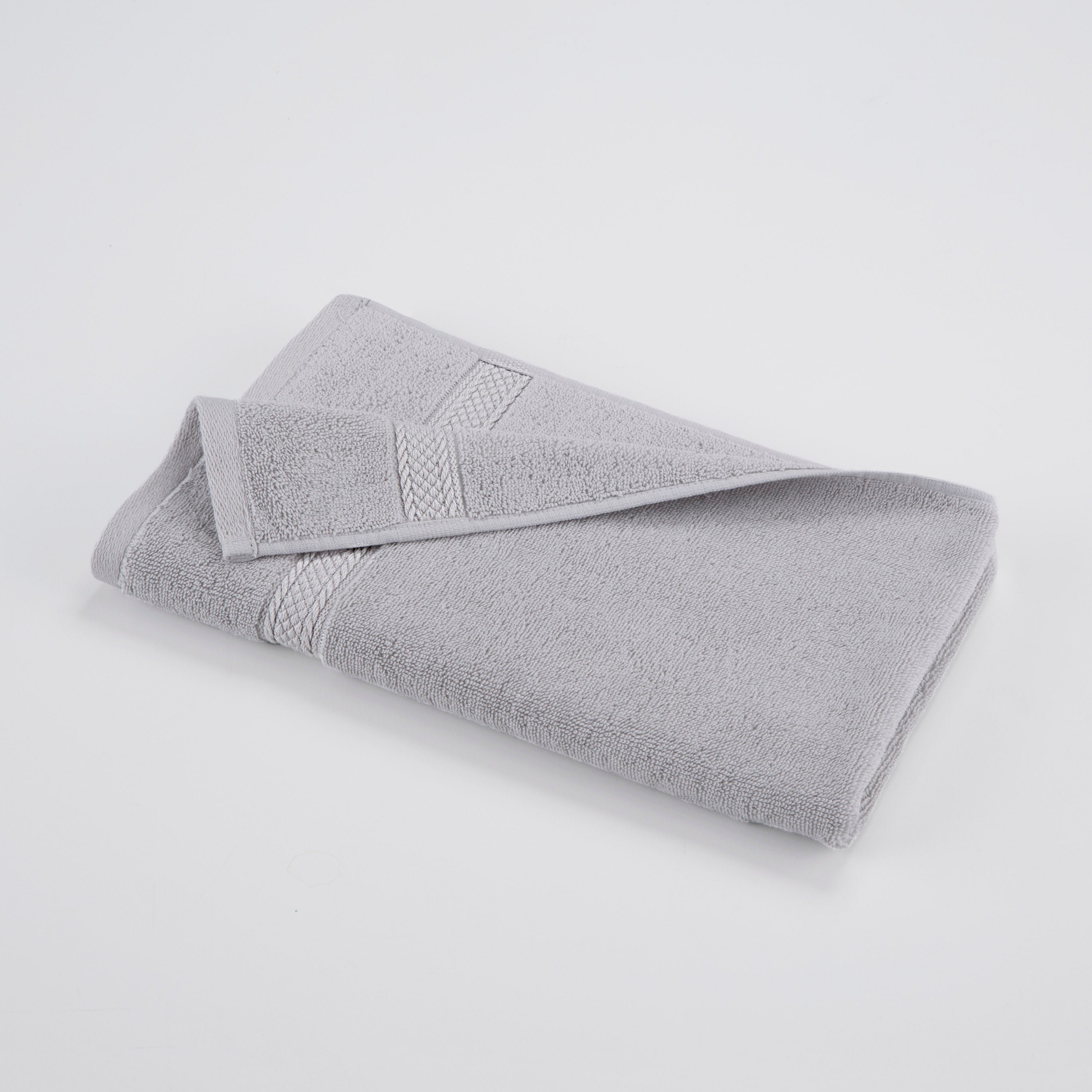 one grey towel with long edge highlighted