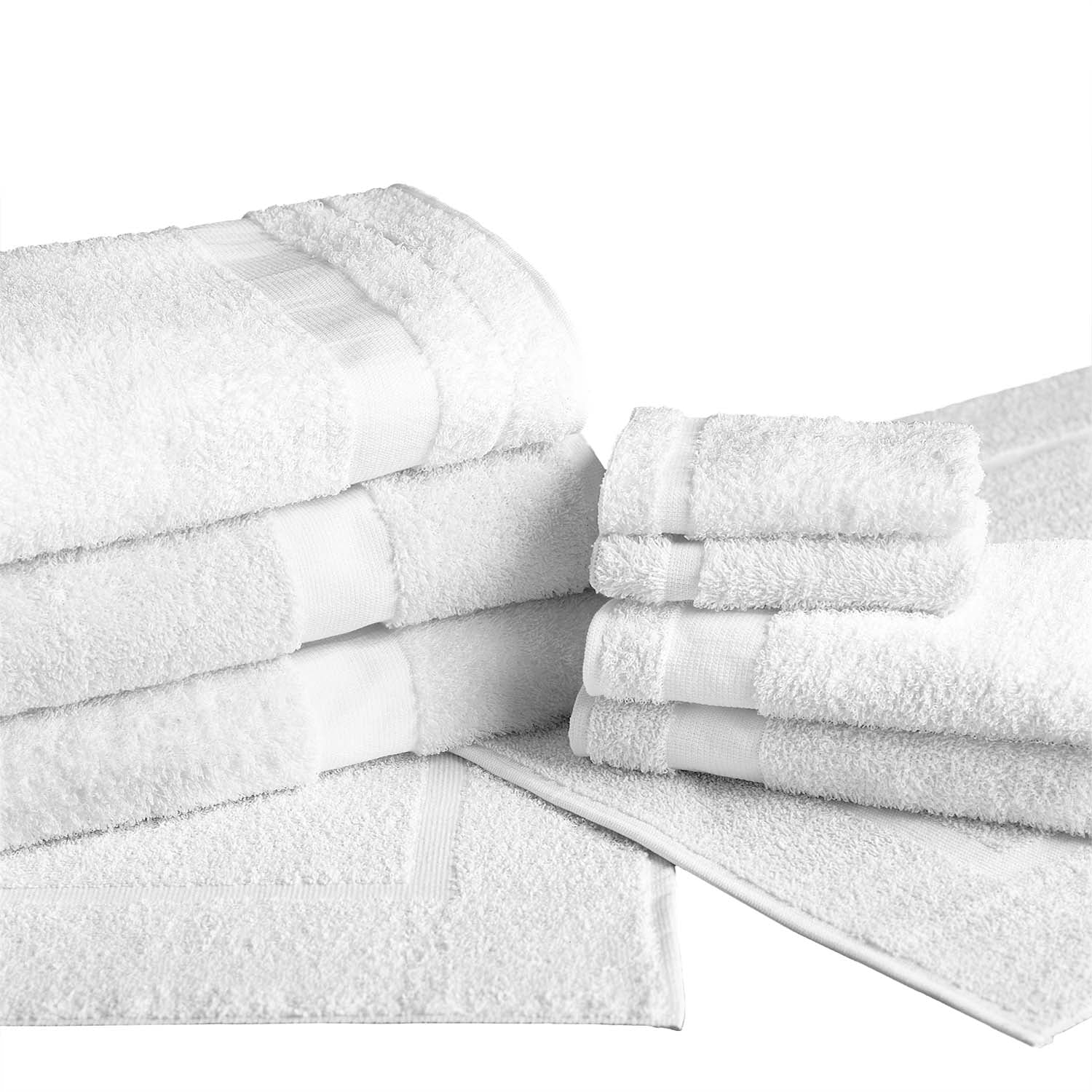 a set of white cam towels