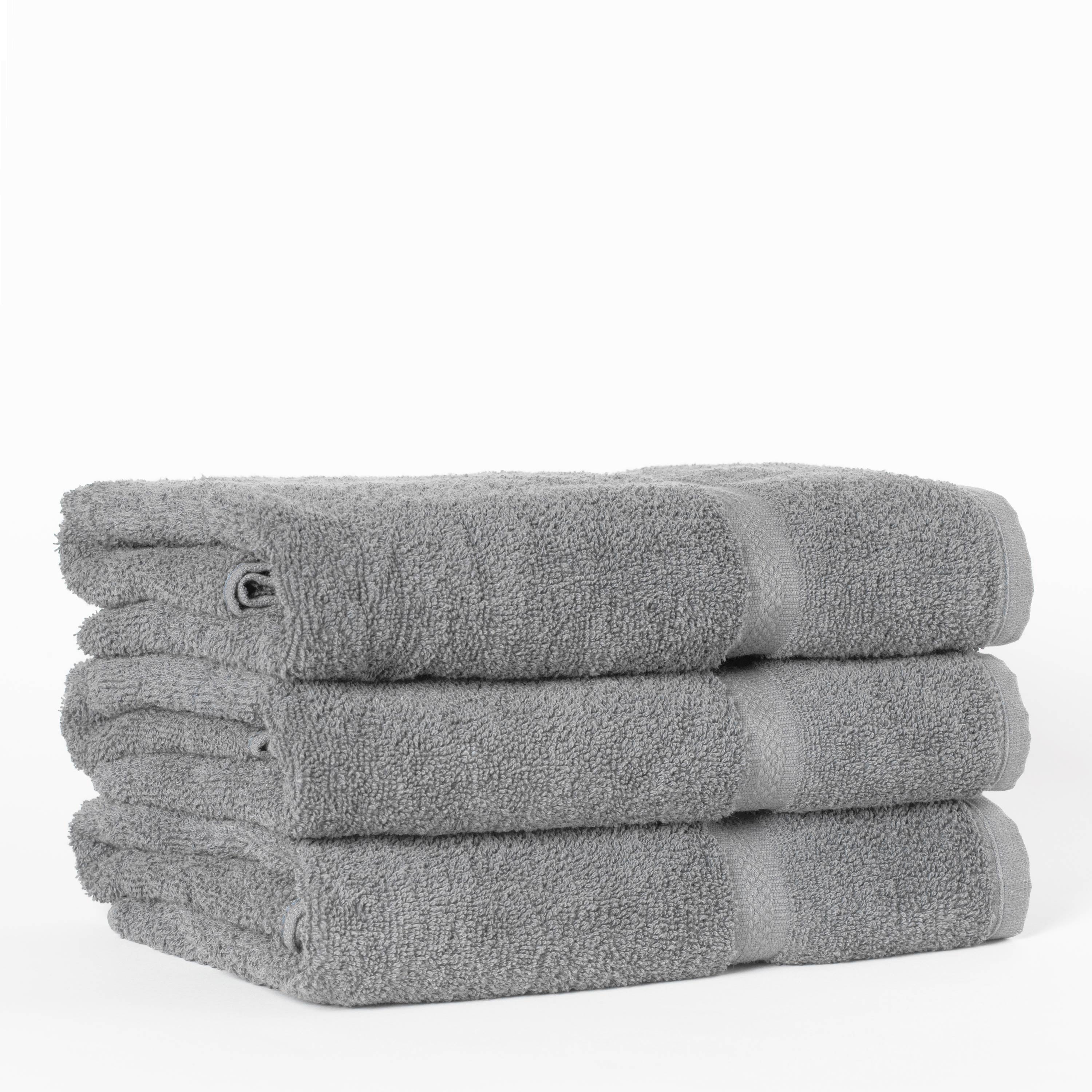 stack of three gray towels