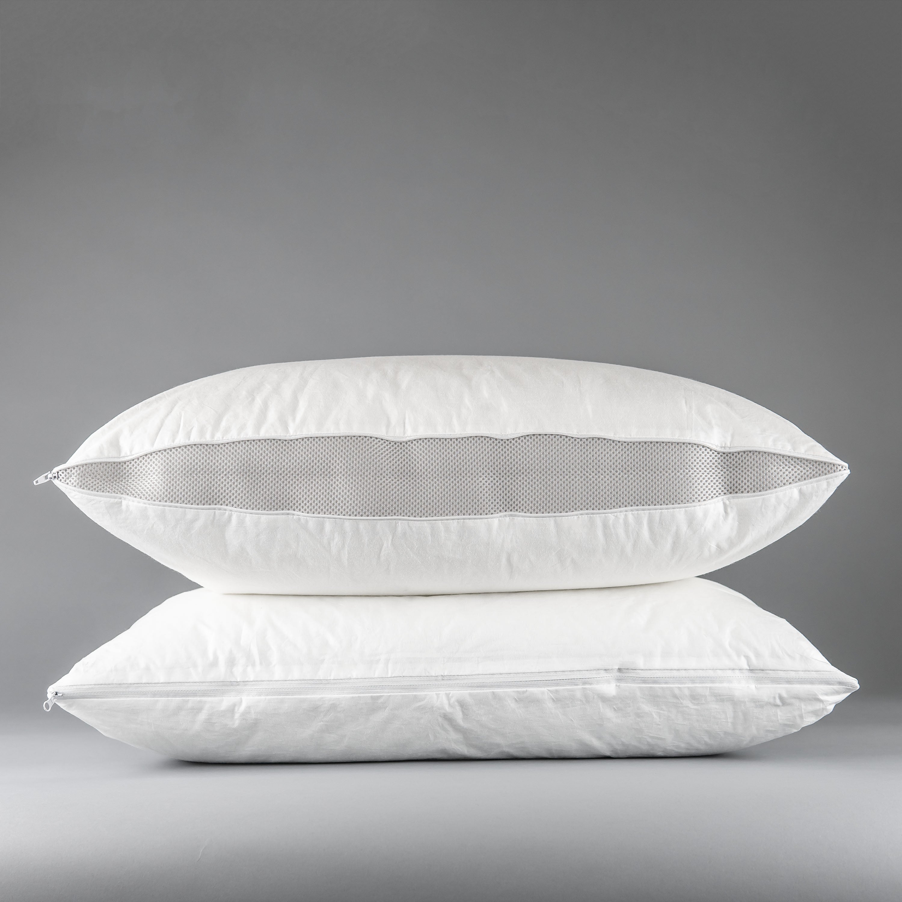 stack of two white pillows