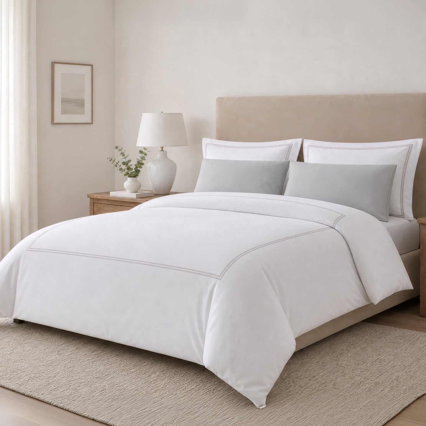 Gryphon Embroidered Duvet Cover,  Sham, and Top Sheet