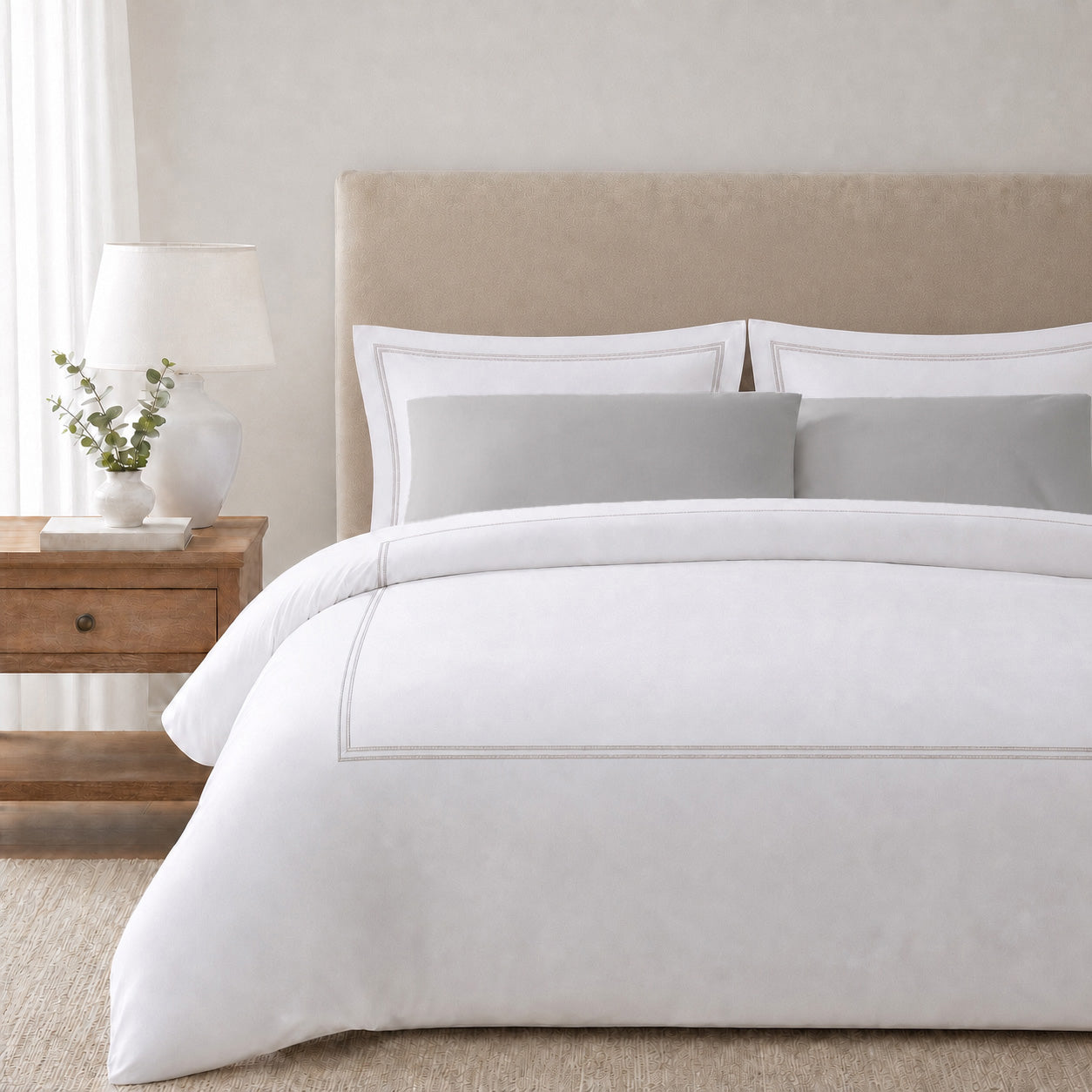 Gryphon Embroidered Duvet Cover,  Sham, and Top Sheet